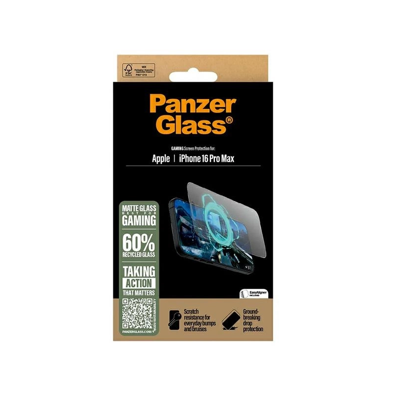 „PanzerGlass“ žaidimų ekrano apsauga „iPhone 16 Pro Max“ 6,9 colio ypač platus, tinkamas 2860