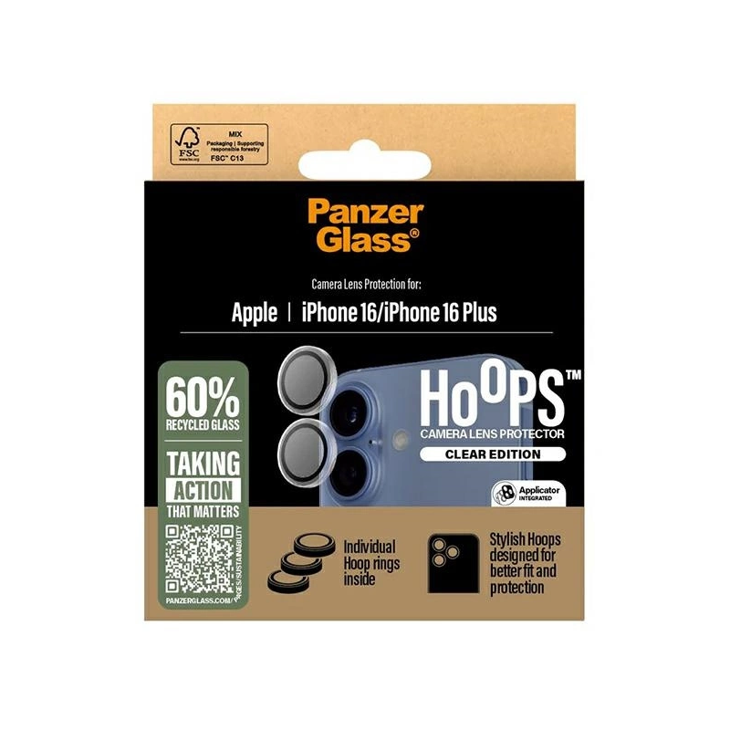 „PanzerGlass Hoops“ permatomas objektyvo apsaugas iPhone 16 6.1&quot; / 16 Plus 6.7&quot; 1285