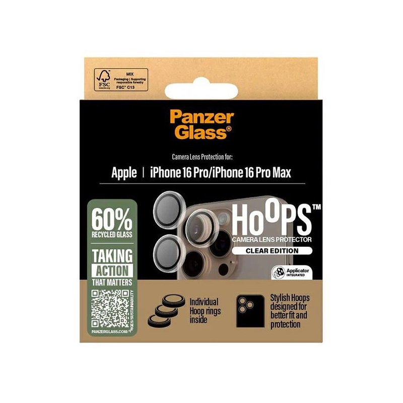 „PanzerGlass Hoops“ permatomas objektyvo apsaugas „iPhone 16 Pro 6,3&quot; / 16 Pro Max 6,9&quot; 1286