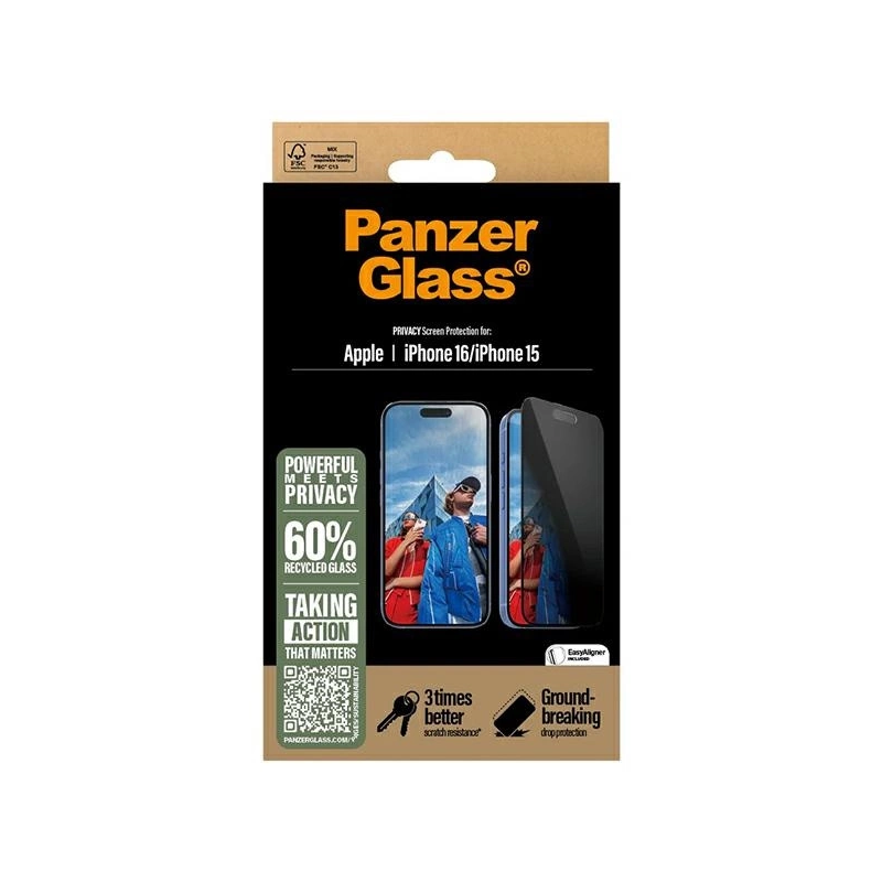 „PanzerGlass“ privatumo ekrano apsauga iPhone 16 6,1 colio itin plataus dydžio P2861