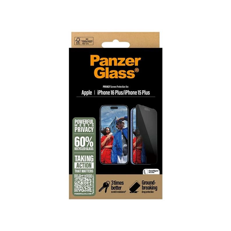 „PanzerGlass“ privatumo ekrano apsauga „iPhone 16 Plus“ 6,7 colio, ypač platus, tinkamas P2863