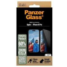 „PanzerGlass“ privatumo ekrano apsauga iPhone 16 Pro 6,3 colio, ypač platus, tinkamas P2862