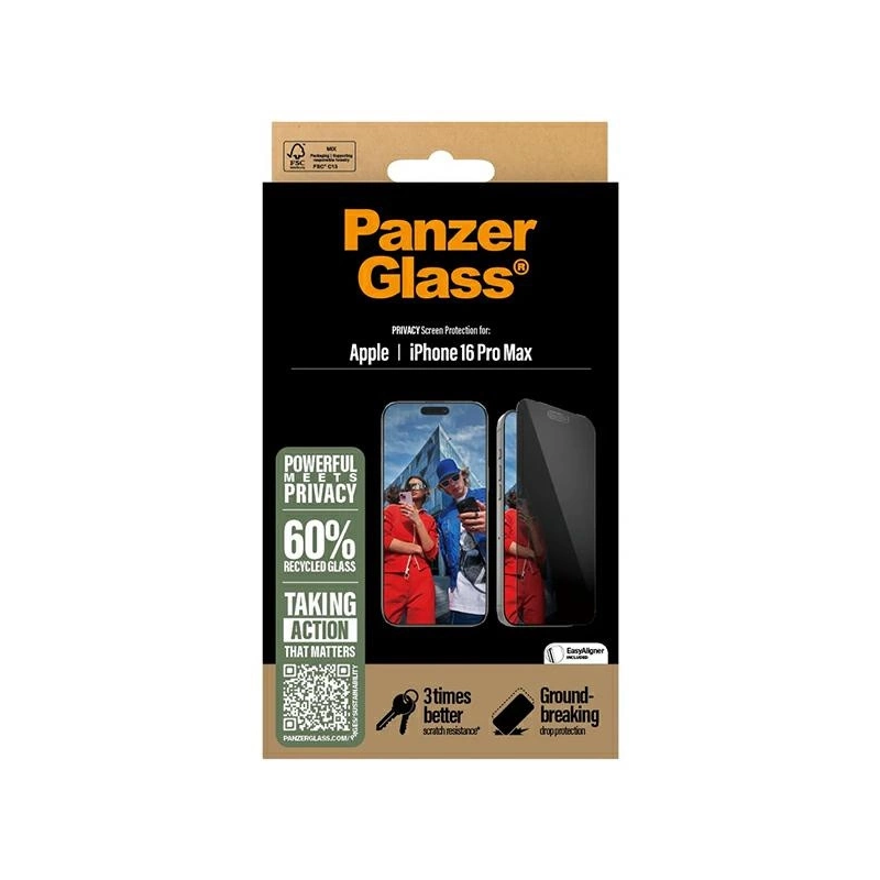 „PanzerGlass“ privatumo ekrano apsauga iPhone 16 Pro Max 6,9 colio, ypač platus, tinkamas P2864