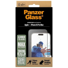 „PanzerGlass“ ekrano apsauga, aliuminio rėmelis „iPhone 16 Pro Max 6,9“ itin platus, tinkamas 2852