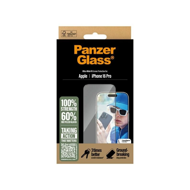 „PanzerGlass“ ekrano apsauga iPhone 16 Pro 6,3 colio, ypač platus, tinkamas 2862