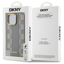 DKNY odinis languotas monofoninis dėklas „MagSafe iPhone 14 Pro Max“ – smėlio spalvos