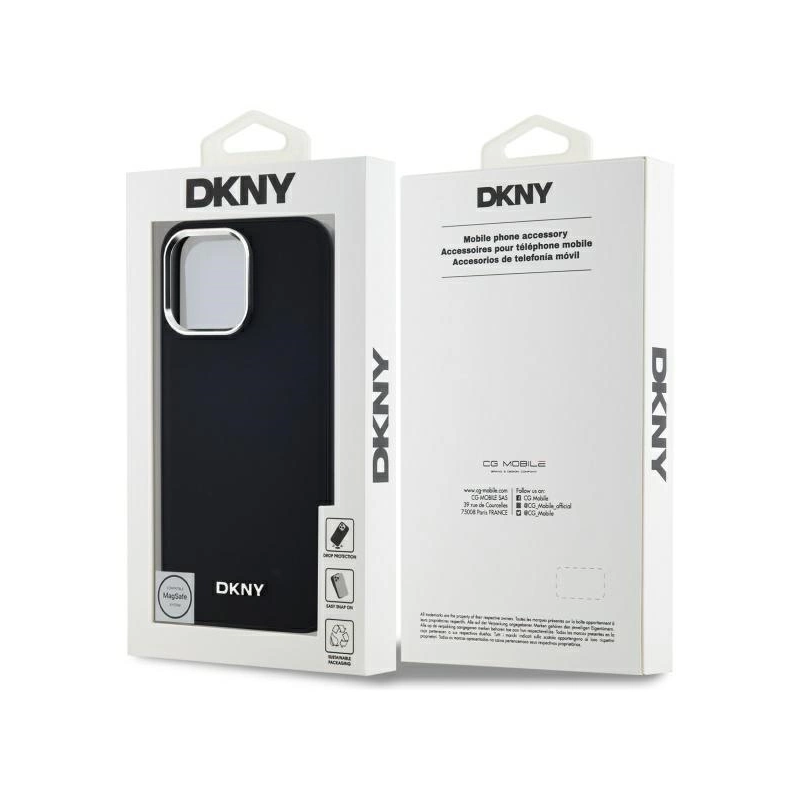 DKNY Plain Logo MagSafe iPhone 14 Pro Max dėklas – juodas