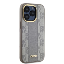 DKNY Leather Checkered Mono Pattern MagSafe iPhone 15 Pro Case - Beige