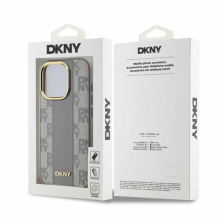 DKNY odinis languotas monofoninis dėklas „MagSafe iPhone 15 Pro“ – smėlio spalvos