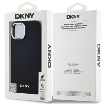 DKNY Plain Logo MagSafe iPhone 15 Plus dėklas – juodas