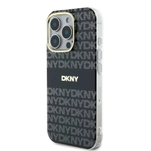 DKNY Repeat Texture Pattern With Stripe case for iPhone 16 Pro - black