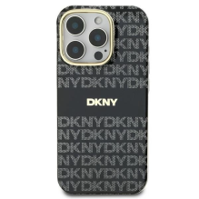 DKNY Repeat Texture Pattern With Stripe case for iPhone 16 Pro - black