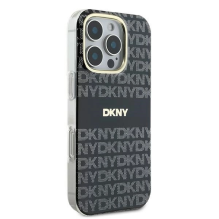 DKNY Repeat Texture Pattern With Stripe case for iPhone 16 Pro - black