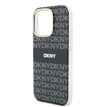 DKNY Repeat Texture Pattern With Stripe case for iPhone 16 Pro - black