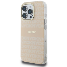 DKNY Repeat Texture Pattern &amp; Stripe MagSafe iPhone 16 Pro Case - Pink