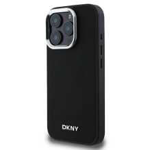 DKNY Plain Silver Logo MagSafe iPhone 16 Pro Case - Black