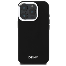 DKNY Plain Silver Logo MagSafe iPhone 16 Pro Case - Black