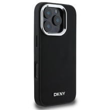 DKNY Plain Silver Logo MagSafe iPhone 16 Pro Case - Black