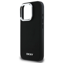 DKNY Plain Silver Logo MagSafe iPhone 16 Pro Case - Black