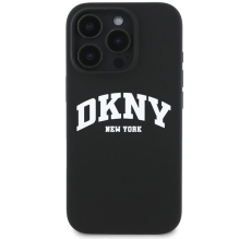 DKNY Silicone White Printed Logo MagSafe iPhone 16 Pro Case - Black