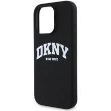 DKNY Silicone White Printed Logo MagSafe iPhone 16 Pro Case - Black