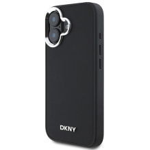 DKNY paprastas sidabrinis logotipas MagSafe iPhone 16 dėklas – juodas