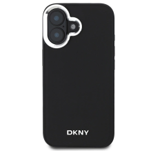 DKNY Plain Silver Logo MagSafe iPhone 16 Case - Black