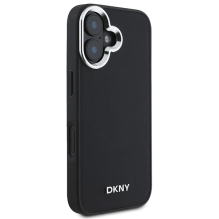 DKNY paprastas sidabrinis logotipas MagSafe iPhone 16 dėklas – juodas