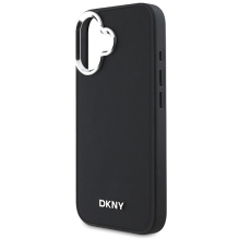 DKNY paprastas sidabrinis logotipas MagSafe iPhone 16 dėklas – juodas