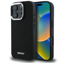 DKNY paprastas sidabrinis logotipas MagSafe iPhone 16 Pro Max dėklas – juodas