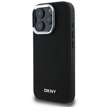 DKNY paprastas sidabrinis logotipas MagSafe iPhone 16 Pro Max dėklas – juodas