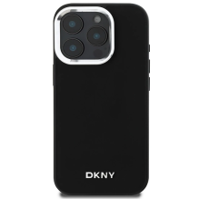 DKNY paprastas sidabrinis logotipas MagSafe iPhone 16 Pro Max dėklas – juodas