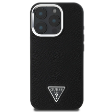 Guess Grained Triangle MagSafe dėklas iPhone 16 Pro - juodas