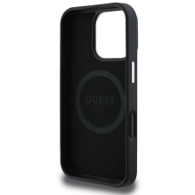 Guess Grained Triangle MagSafe dėklas iPhone 16 Pro - juodas