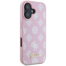 Guess Peony Script logotipas MagSafe iPhone 16 Plus dėklas – rožinis