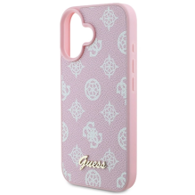 Guess Peony Script logotipas MagSafe iPhone 16 Plus dėklas – rožinis