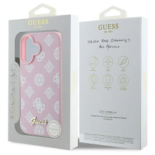 Guess Peony Script logotipas MagSafe iPhone 16 Plus dėklas – rožinis