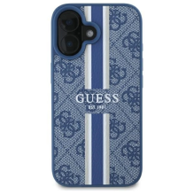 Guess 4G Printed Stripes MagSafe case for iPhone 16 - blue