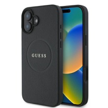 Guess Grained Gold Ring MagSafe dėklas iPhone 16 - juodas