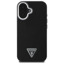 Guess Grained Triangle MagSafe dėklas iPhone 16 - juodas