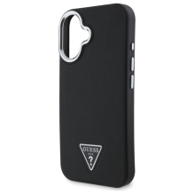 Guess Grained Triangle MagSafe dėklas iPhone 16 - juodas