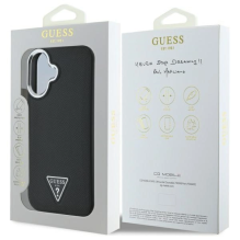 Guess Grained Triangle MagSafe dėklas iPhone 16 - juodas