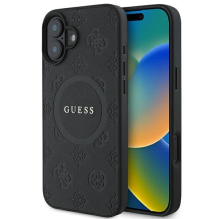 Guess Saffiano Peony Classic Logo MagSafe dėklas iPhone 16 - juodas