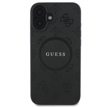 Guess Saffiano Peony Classic Logo MagSafe dėklas iPhone 16 - juodas