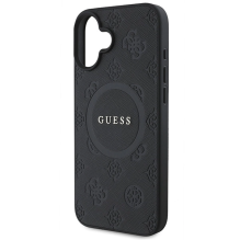 Guess Saffiano Peony Classic Logo MagSafe dėklas iPhone 16 - juodas