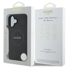 Guess Saffiano Peony Classic Logo MagSafe dėklas iPhone 16 - juodas