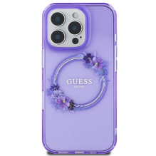 Guess IML Gėlių vainikas MagSafe iPhone 16 Pro Max dėklas – violetinis