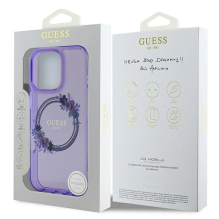 Guess IML Gėlių vainikas MagSafe iPhone 16 Pro Max dėklas – violetinis