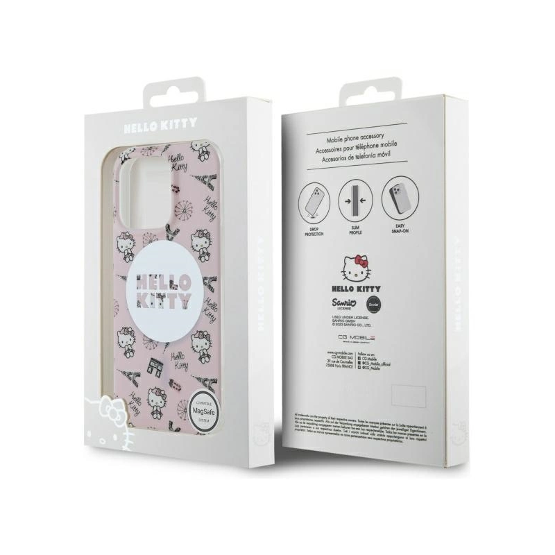 Hello Kitty IML All Over Paris Magsafe iPhone 16 Pro dėklas – rožinis