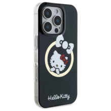 Hello Kitty IML linksmas lankas Magsafe iPhone 16 Pro Max dėklas – juodas